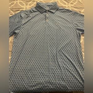 Rhoback Mens Performance Polo The Loopa Blue/White/Peach Extra Large XL